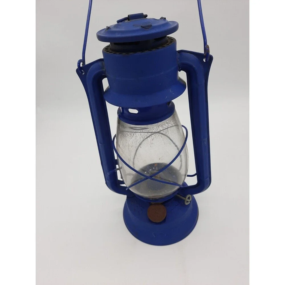 Vintage Meva 865 Blue Parrafin Oil Lamp Czech Republic